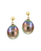 Bloomingdale's Purple Freshwater Pearl Drop Earrings In 14k Yellow Gold - 100% Exclusive