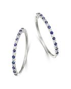 Bloomingdale's Blue Sapphire & Diamond Hoop Earrings In 14k White Gold - 100& Exclusive