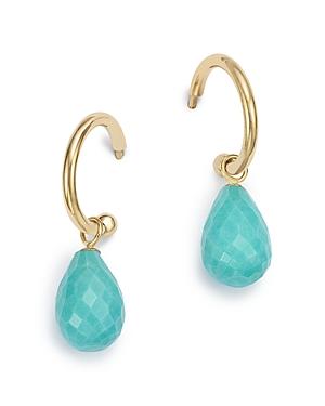 Bloomingdale's Turquoise Briolette Hoop Drop Earrings In 14k Yellow Gold - 100% Exclusive