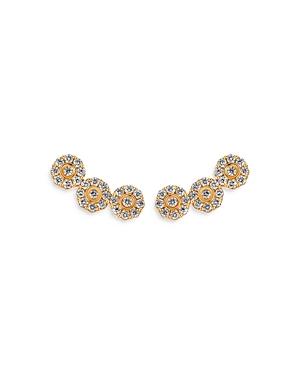 Hueb 18k Yellow Gold Diamond Flower Trio Stud Earrings