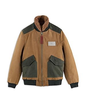 Scotch & Soda Suede Color Blocked Aviator Bomber Jacket