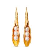Tory Burch Cultured Pearl Peapod Drop Earrings