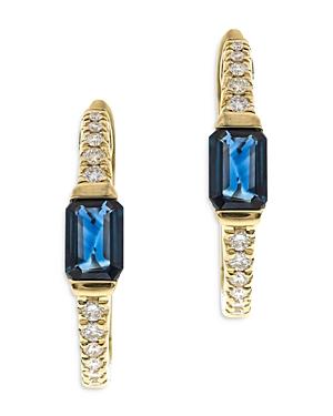 Bloomingdale's Sapphire & Diamond Hoop Earrings In 14k Yellow Gold - 100% Exclusive