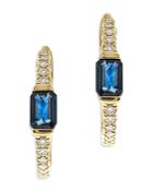 Bloomingdale's Sapphire & Diamond Hoop Earrings In 14k Yellow Gold - 100% Exclusive