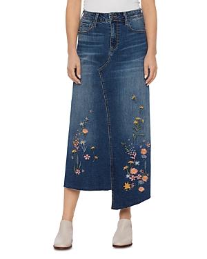 Billy T Embroidered Denim Asymmetric Skirt