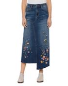 Billy T Embroidered Denim Asymmetric Skirt