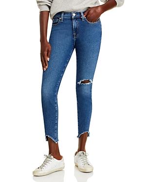 7 For All Mankind Distressed Ankle Skinny Jeans In Luxe Vintage Lady Blue