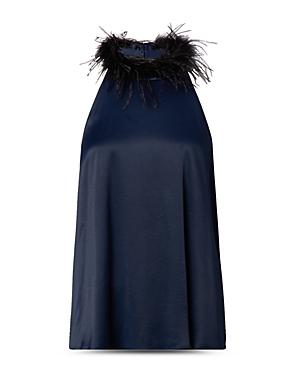 Milly Vienna Hammered Satin Feather Top