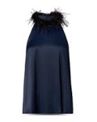 Milly Vienna Hammered Satin Feather Top