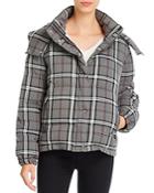 Vince Camuto Plaid Cropped Puffer Coat