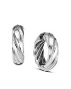 David Yurman Cable Edge Hoop Earrings In Recycled Sterling Silver
