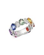 Meira T 14k White Gold Diamond & Rainbow Gemstone Ring