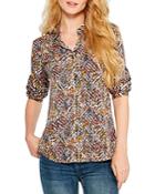 Nic+zoe Color Drops Printed Button Front Shirt
