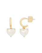 Kate Spade New York My Love Imitation Pearl Heart Charm Huggie Hoop Earrings