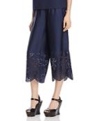 Alice + Olivia Eden Embroidered Silk Ankle Pants