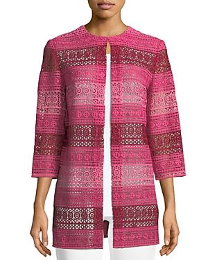 Misook Striped Crocheted Jacket