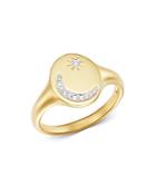 Meira T 14k Yellow Gold Pave Diamond Moon & Star Signet Ring