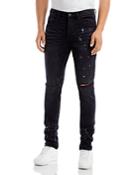 Purple Brand Paint Splatter Ripped Knee Black Skinny Jeans