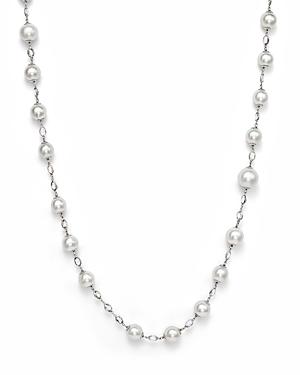 18k White Gold And Cultured South Sea Pearl Necklace With White Sapphires, 42