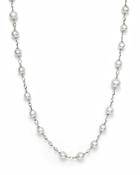 18k White Gold And Cultured South Sea Pearl Necklace With White Sapphires, 42