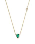 Zoe Chicco X Gemfields 14k Yellow Gold Diamond And Pear-cut Emerald Necklace, 16