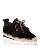 See By Chloe Glyn Suede And Shearling Lace Up Sneakers