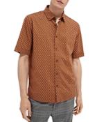 Scotch & Soda Cotton Geo Print Slim Fit Button Down Shirt