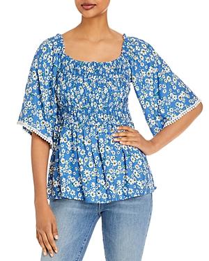 Status By Chenault Floral Print Smocked Top