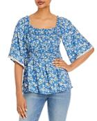 Status By Chenault Floral Print Smocked Top