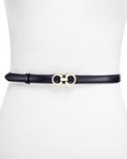 Salvatore Ferragamo Women's Skinny Gancini Leather Belt