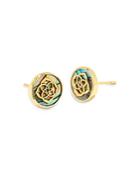 Kendra Scott Dira Stamped Mother Of Pearl Stud Earrings In 14k Gold Plated