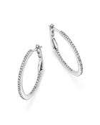 Diamond Micro Pave Inside Out Hoop Earrings In 14k White Gold, .25 Ct. T.w.
