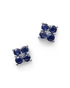 Sapphire And Diamond Stud Earrings In 14k White Gold