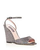 Sjp By Sarah Jessica Parker Women's Boca Glitter Ankle Strap Wedge Sandals