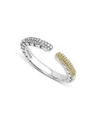 Lagos Sterling Silver & 18k Yellow Gold Caviar Lux Diamond Open Ring