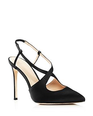 Pour La Victoire Women's Cerry Pointed Toe Satin Slingback High-heel Pumps