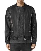 Allsaints Sanderson Leather Regular Fit Moto Bomber Jacket