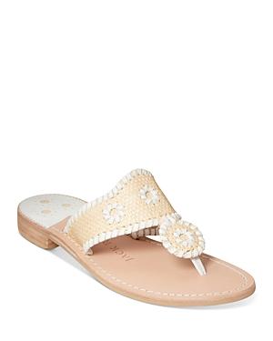 Jack Rogers Women's Leather Stitched Raffia Thong Sandals
