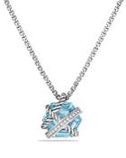 David Yurman Petite Cable Wrap Necklace With Blue Topaz And Diamonds