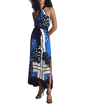 Reiss Erin Printed Midi Halter Dress