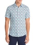 Michael Kors Linen Floral Print Regular Fit Button Down Shirt