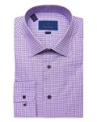 David Donahue Mini Check Regular Fit Dress Shirt