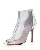 Charles David Women's Court Mesh & Leather Open Toe High-heel Booties