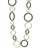 Lagos 18k Yellow Gold Gold & Black Caviar Black Link Necklace, 18