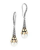 John Hardy Sterling Silver & 18k Gold Dot Drop Earrings With Cultured Freshwater Pearls