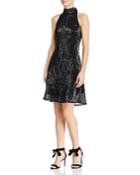 Laundry By Shelli Segal Sequined Pleat-trim Dress