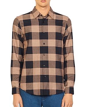 Sandro Wood Plaid Button Down Shirt