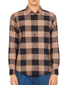 Sandro Wood Plaid Button Down Shirt
