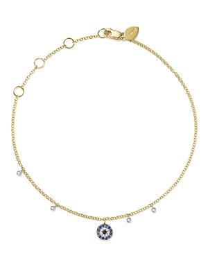 Meira T 14k White And Yellow Gold Sapphire And Diamond Evil Eye Ankle Bracelet
