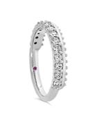 Hayley Paige For Hearts On Fire 18k White Gold Sloane Picot All In A Row Band With Diamonds & Pink Sapphire